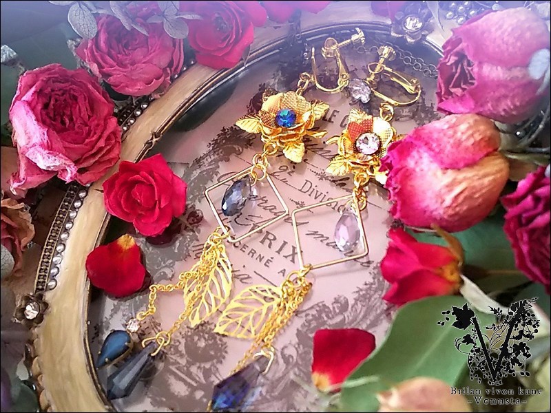 *朝と夜のアシンメトリーイヤリング-Vintage-*