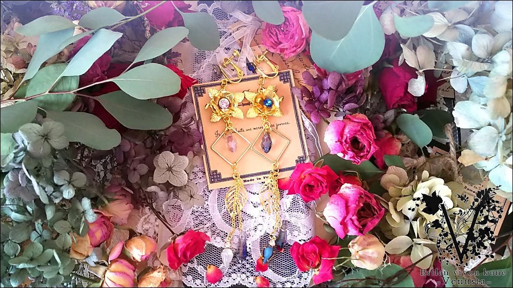 *朝と夜のアシンメトリーイヤリング-Vintage-*