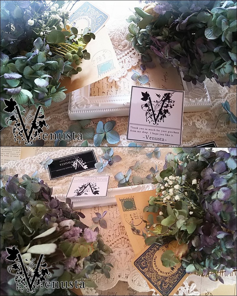 紫陽花のミニブーケとアクセサリー3点、洋書のギフトセット