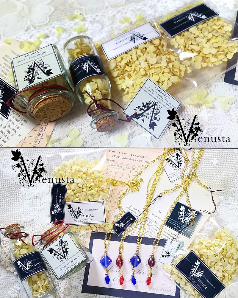 小さな黄色のアナベルの小瓶&アクセサリーのプチセット