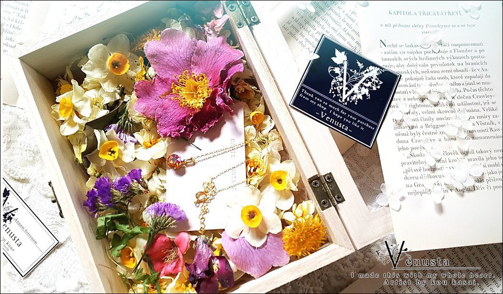 ヴィンテージ、トパーズスワロフスキーのネックレス&華箱