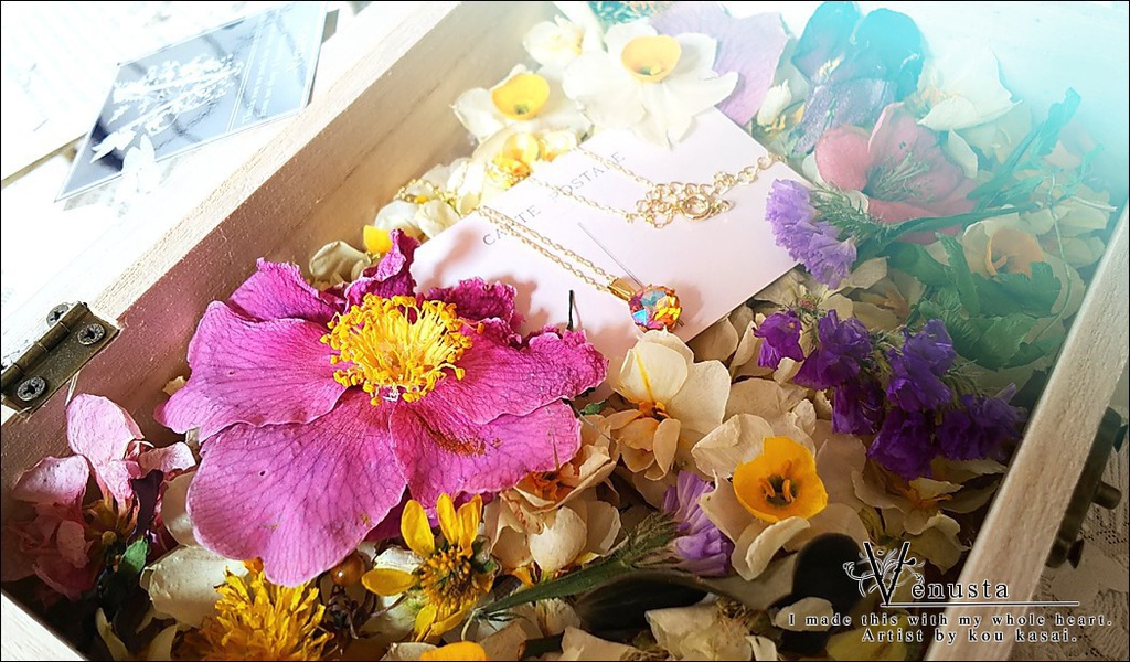 ヴィンテージ、トパーズスワロフスキーのネックレス&華箱