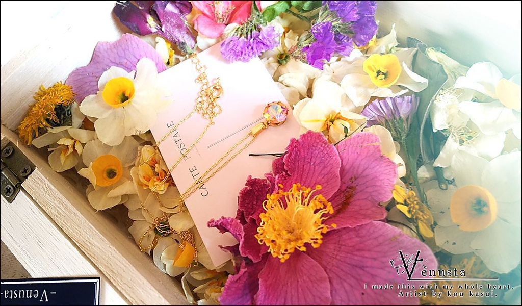 ヴィンテージ、トパーズスワロフスキーのネックレス&華箱