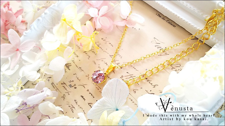 *上品なライトアメジストの一粒ネックレス*