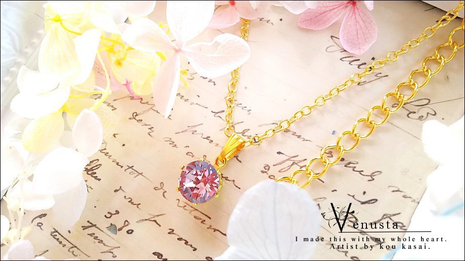 *上品なライトアメジストの一粒ネックレス*