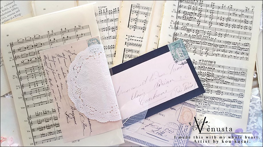 *クリアブルーxクリスタルのヴィンテージガラスネックレス*