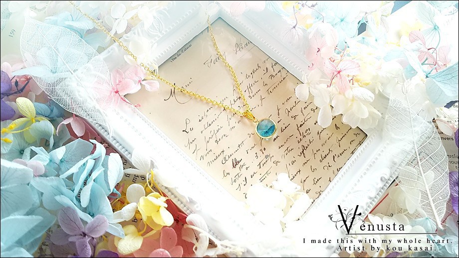 *透き通ったアクアのヴィンテージスワロフスキーネックレス*