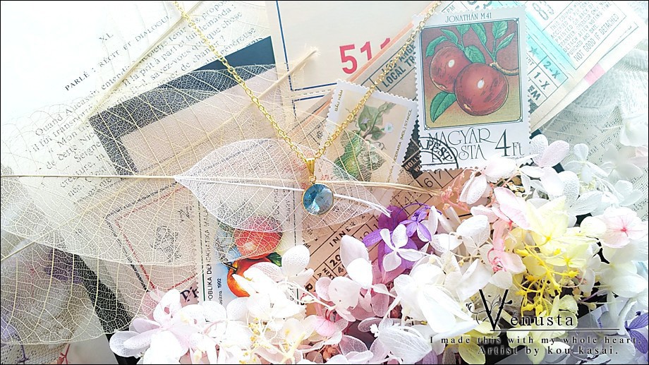 *透き通ったアクアのヴィンテージスワロフスキーネックレス*