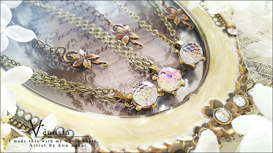 *ヴィトレイルライトのミラーボールネックレス-ヴィンテージ-*金古美