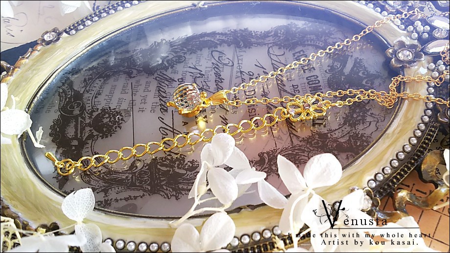 *ヴィトレイルライトのミラーボールネックレス-ヴィンテージ-*ゴールド