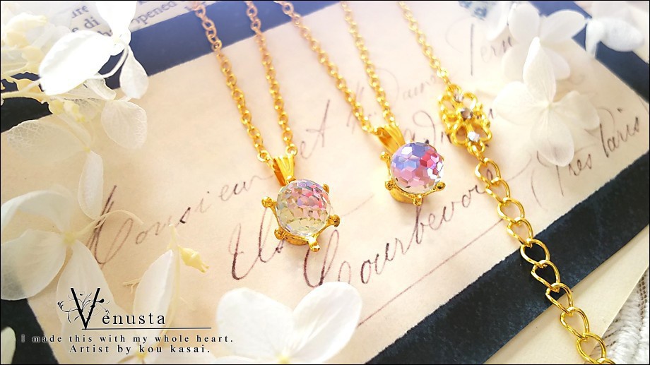 *ヴィトレイルライトのミラーボールネックレス-ヴィンテージ-*ゴールド