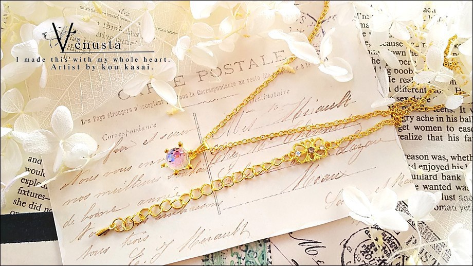 *ヴィトレイルライトのミラーボールネックレス-ヴィンテージ-*ゴールド