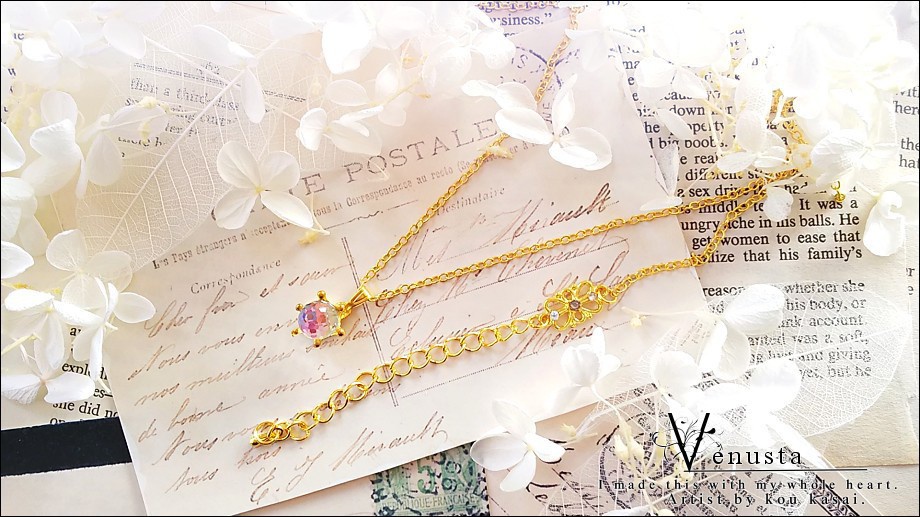 *ヴィトレイルライトのミラーボールネックレス-ヴィンテージ-*ゴールド