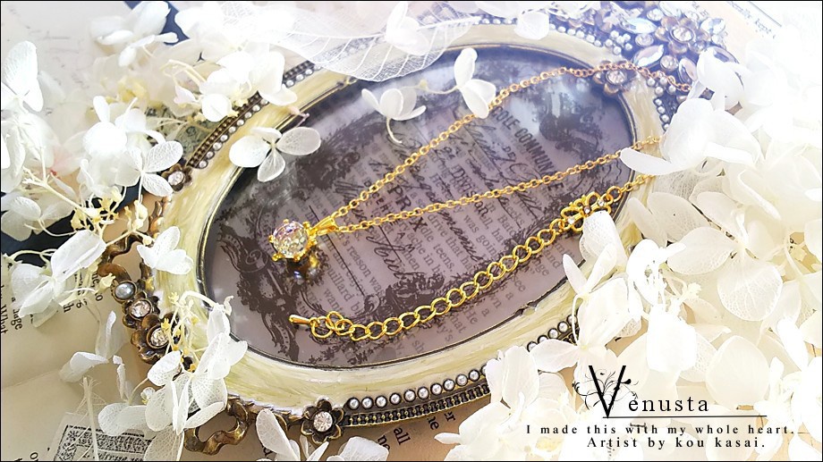 *ヴィトレイルライトのミラーボールネックレス-ヴィンテージ-*ゴールド