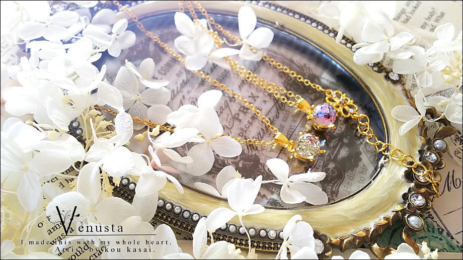 *ヴィトレイルライトのミラーボールネックレス-ヴィンテージ-*ゴールド