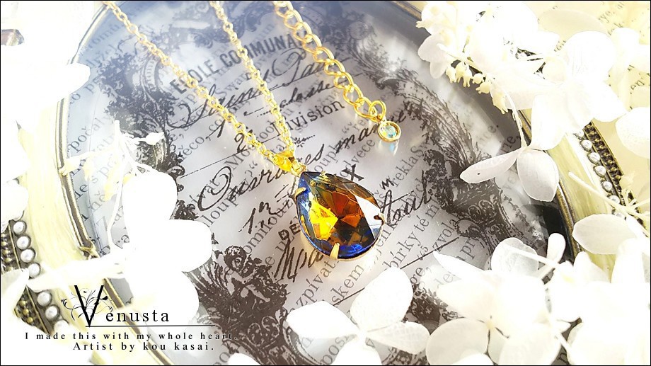 *夕暮れ空のネックレス-ヴィンテージガラス-*