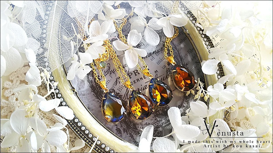 *夕暮れ空のネックレス-ヴィンテージガラス-*