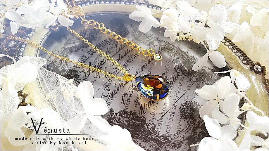 *夕暮れ空のネックレス-ヴィンテージガラス-*