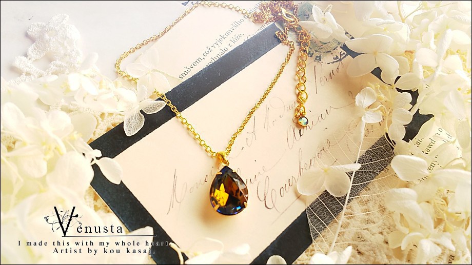 *夕暮れ空のネックレス-ヴィンテージガラス-*