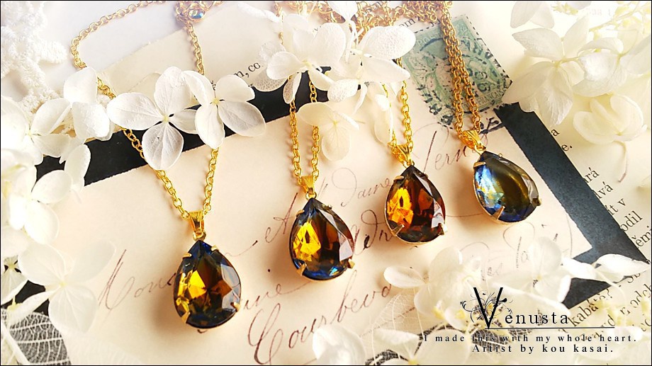 *夕暮れ空のネックレス-ヴィンテージガラス-*