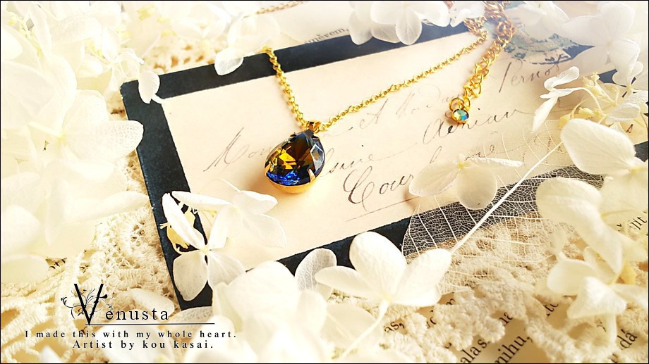 *夕暮れ空のネックレス-ヴィンテージガラス-*