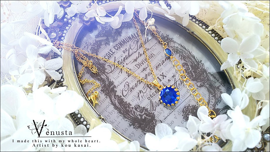 *サファイアの魔宝石ネックレス-ヴィンテージガラス-*