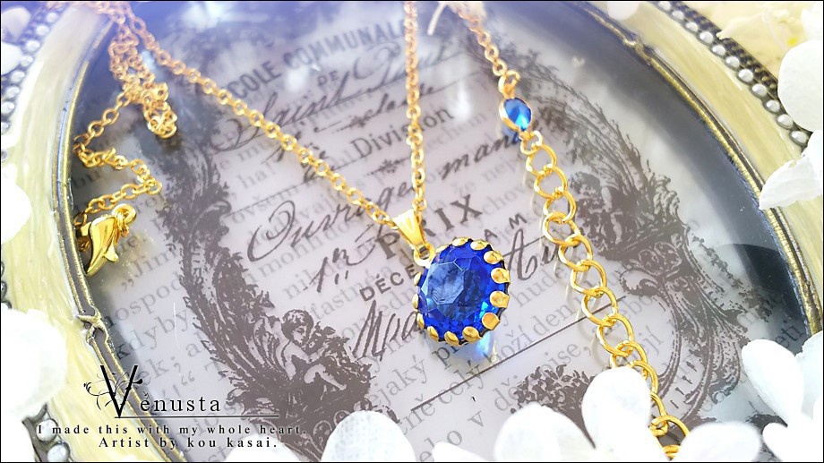 *サファイアの魔宝石ネックレス-ヴィンテージガラス-*