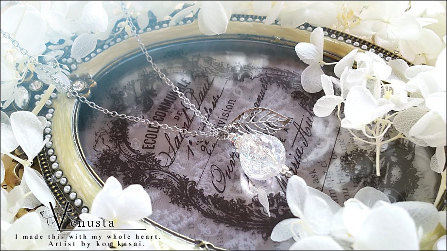 *セット/夏色ガラスと虹色ロックアイスのネックレス-ヴィンテージ-*