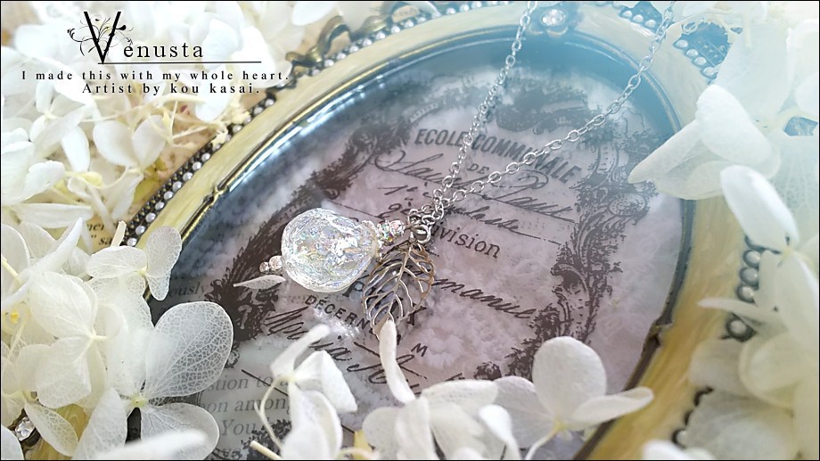 *セット/夏色ガラスと虹色ロックアイスのネックレス-ヴィンテージ-*