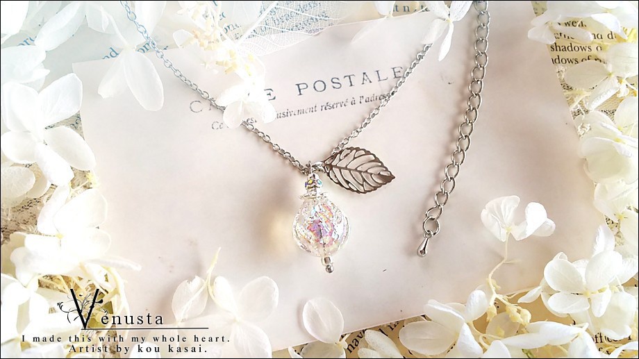 *セット/夏色ガラスと虹色ロックアイスのネックレス-ヴィンテージ-*