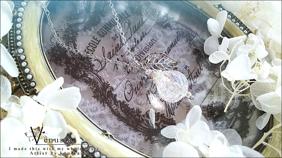 *セット/夏色ガラスと虹色ロックアイスのネックレス-ヴィンテージ-*