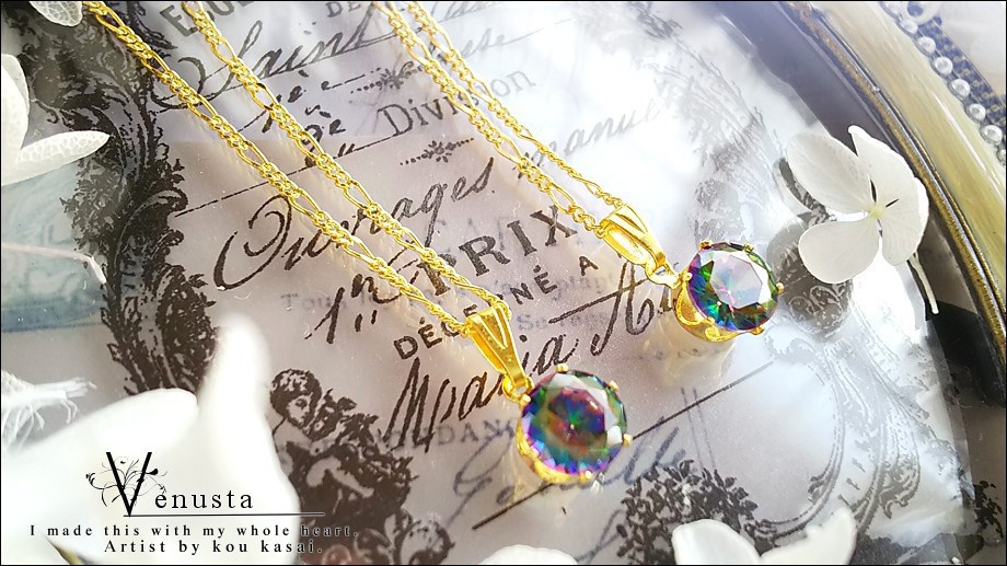 *ミスティックガラスの一粒ネックレス-ヴィンテージ-*