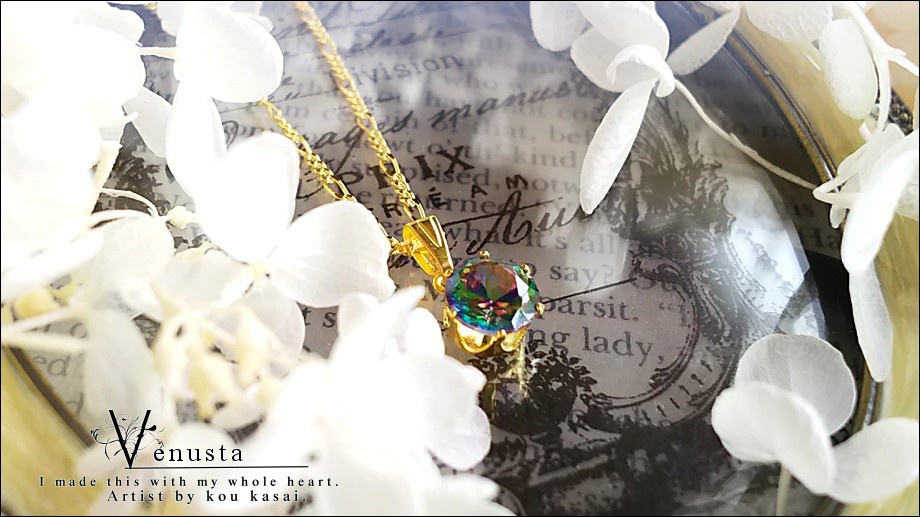 *ミスティックガラスの一粒ネックレス-ヴィンテージ-*