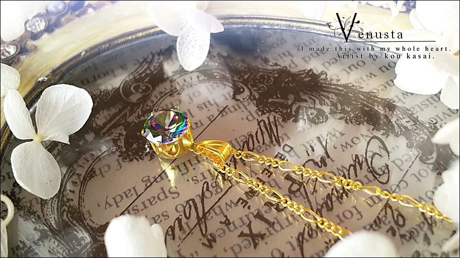 *ミスティックガラスの一粒ネックレス-ヴィンテージ-*