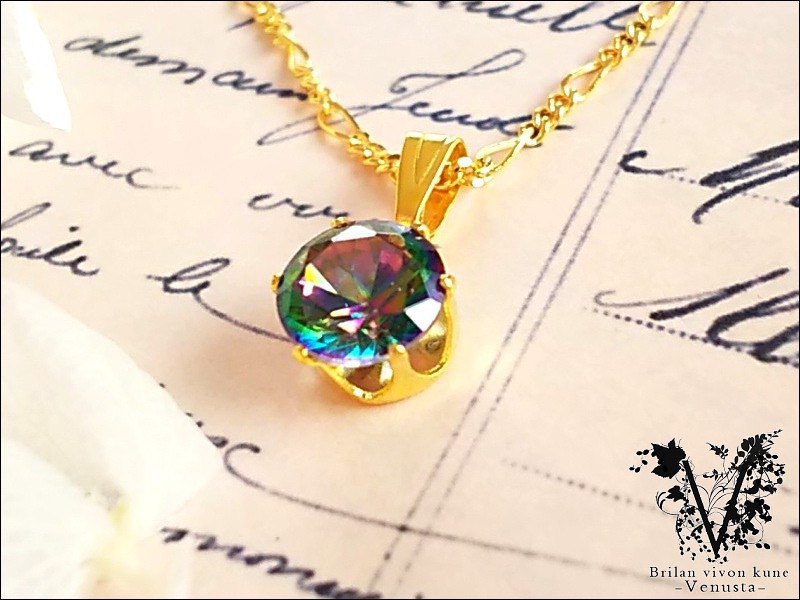 *ミスティックガラスの一粒ネックレス-ヴィンテージ-*