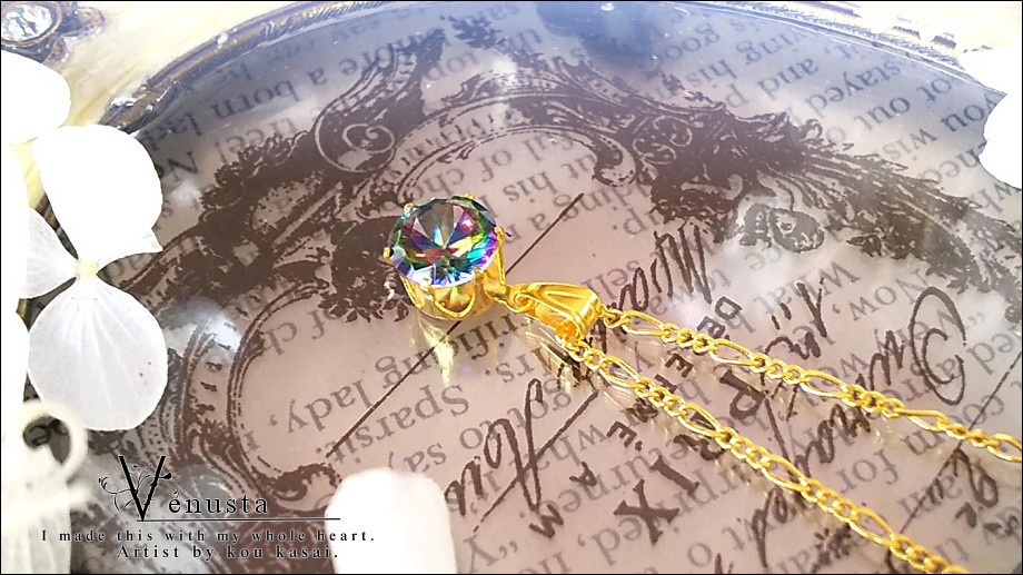 *ミスティックガラスの一粒ネックレス-ヴィンテージ-*