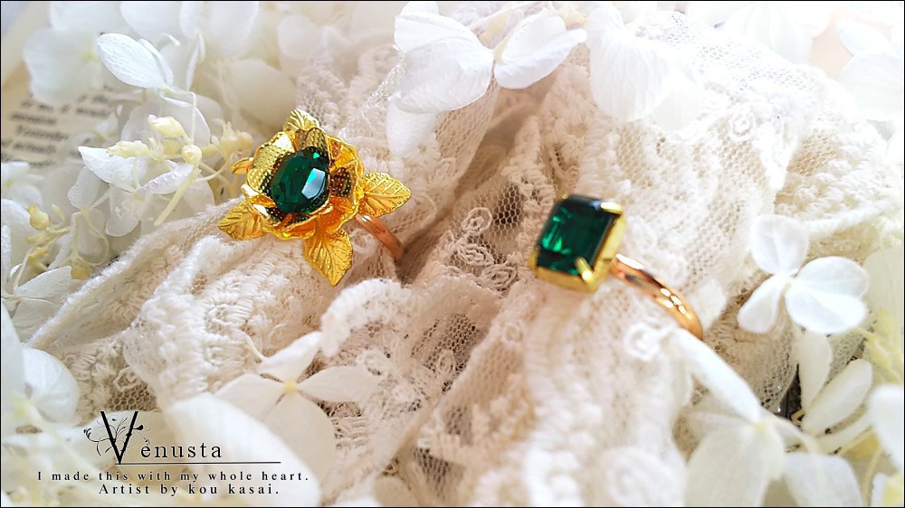 *セット/エメラルドのリング-ヴィンテージ-*