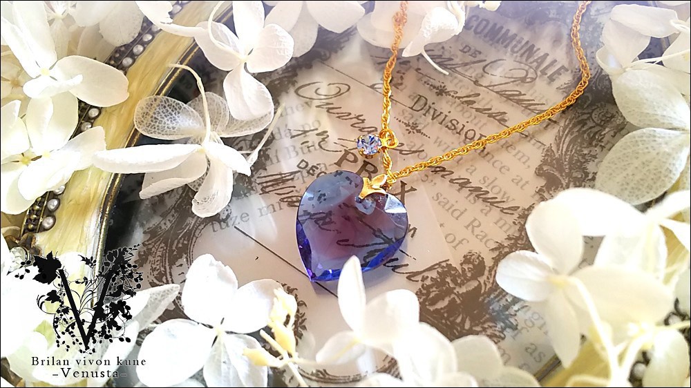 *Sapphire×AmethystGivreガラスネックレス-Vintage-*