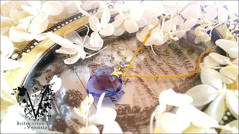 *Sapphire×AmethystGivreガラスネックレス-Vintage-*