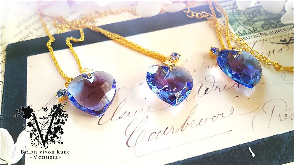 *Sapphire×AmethystGivreガラスネックレス-Vintage-*
