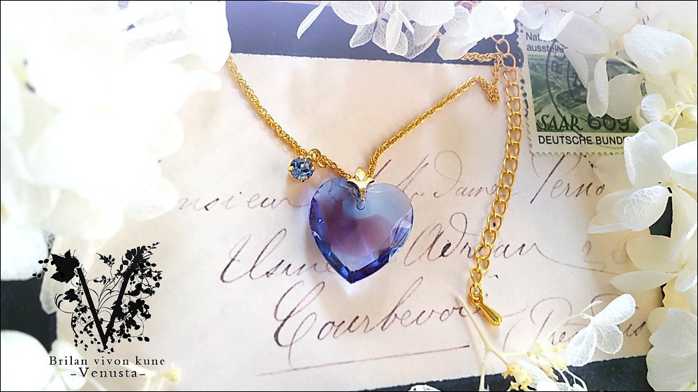 *Sapphire×AmethystGivreガラスネックレス-Vintage-*