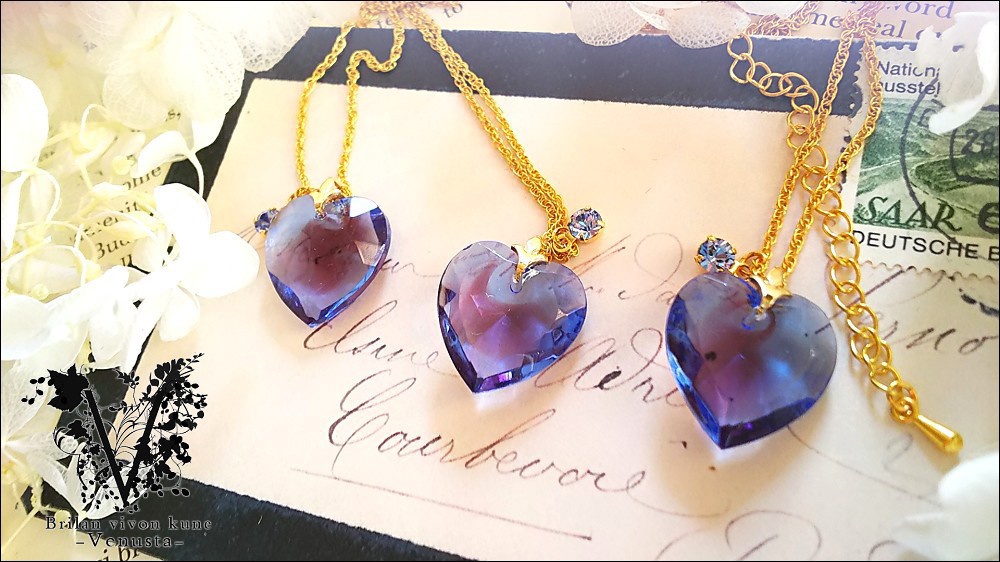 *Sapphire×AmethystGivreガラスネックレス-Vintage-*