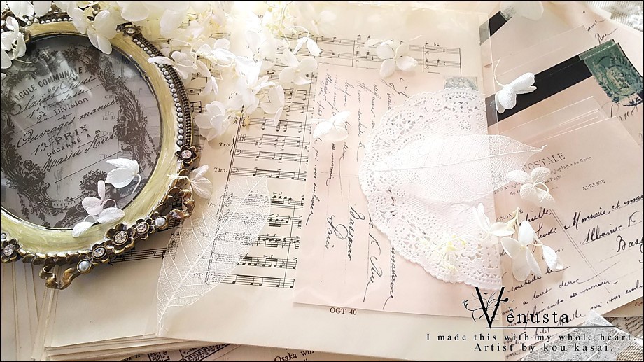 *Vintage AuroraGlass cabochonネックレス-Sapphire-*