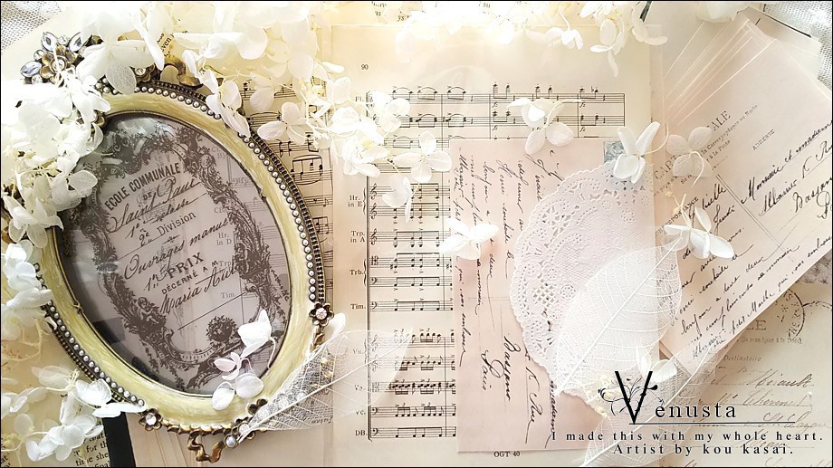 *Vintage AuroraGlass cabochonネックレス-Amethyst-*