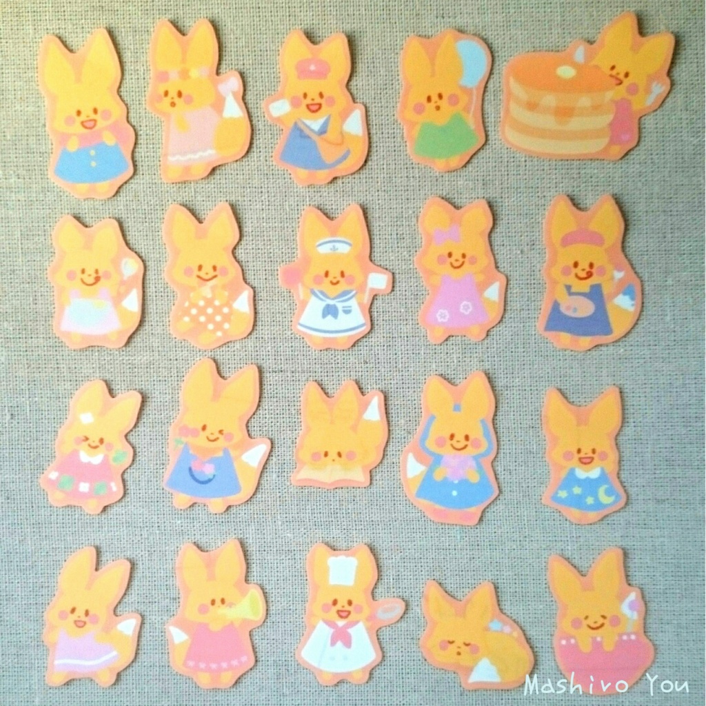 きつねのレモンちゃん♪マスキングフレークシール