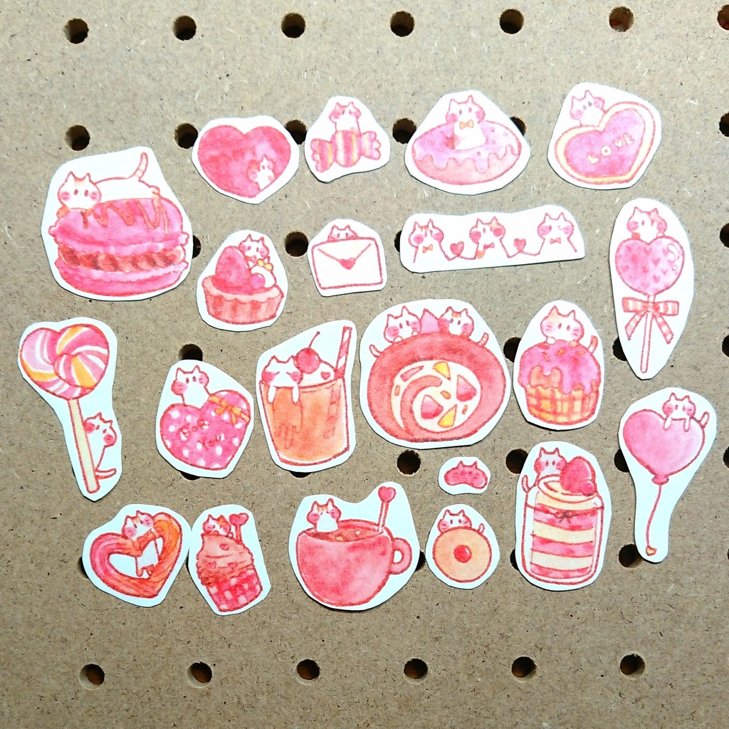 ゆるねこラブリーマスキングフレークシール