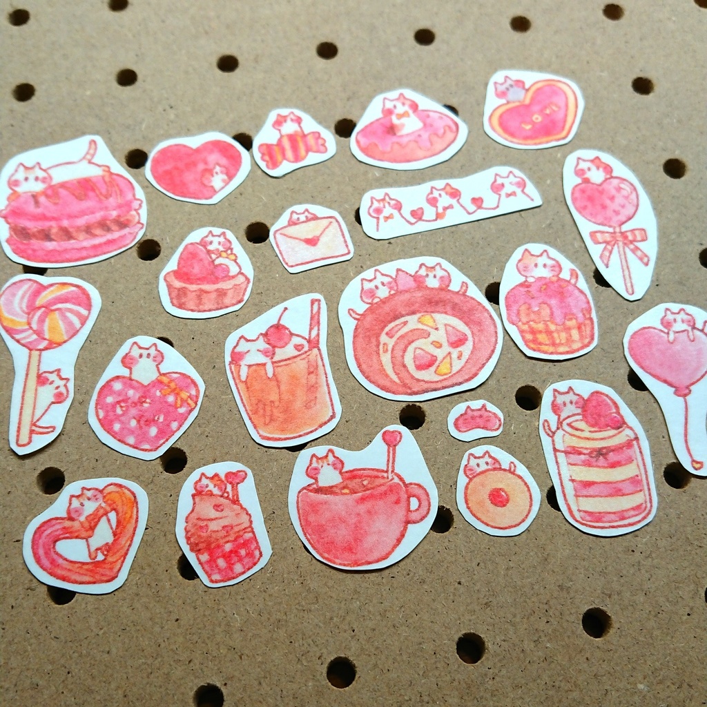 ゆるねこラブリーマスキングフレークシール