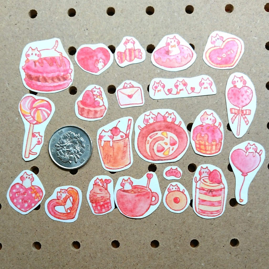 ゆるねこラブリーマスキングフレークシール