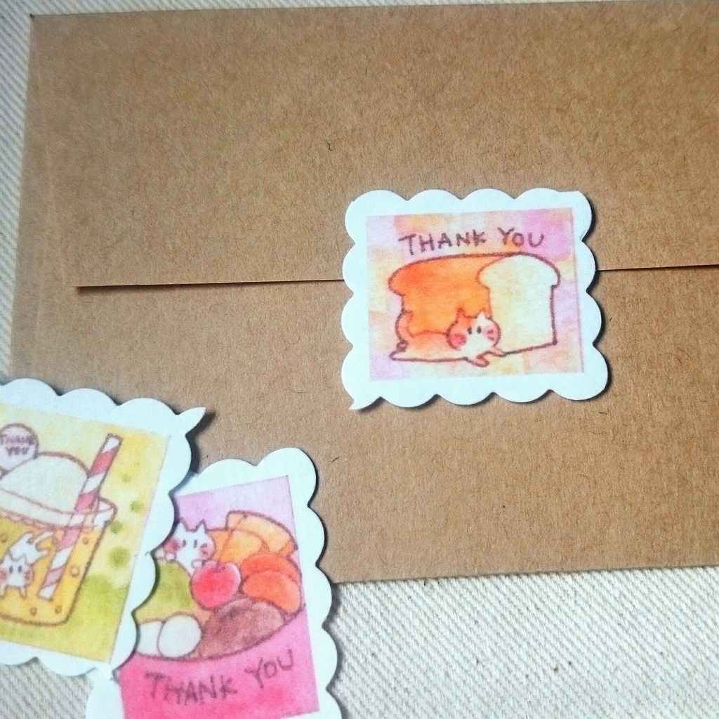 切手風ゆるねこシール