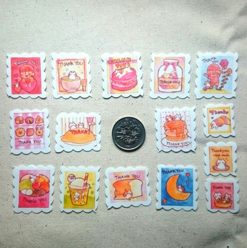 切手風ゆるねこシール